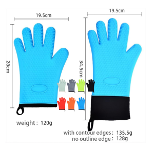 Heat-resistant silicone oven mitts for kitchen cooking and baking protection