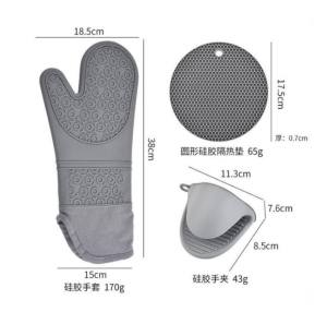 Heat-resistant silicone oven mitts for kitchen cooking and baking protection