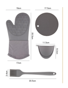 Heat-resistant silicone oven mitts for kitchen cooking and baking protection