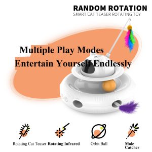 Automatic laser cat toy with interactive feathers - Smart 360 degree rotating pet teaser for indoor exercise