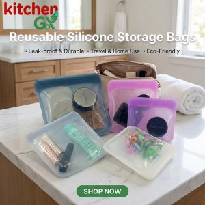 Reusable silicone storage bags for travel and home use - Leakproof resealable eco-friendly pouches