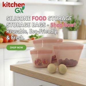 Reusable silicone food storage bags for kitchen organization - Leakproof pouches for fresh vegetables and fruit