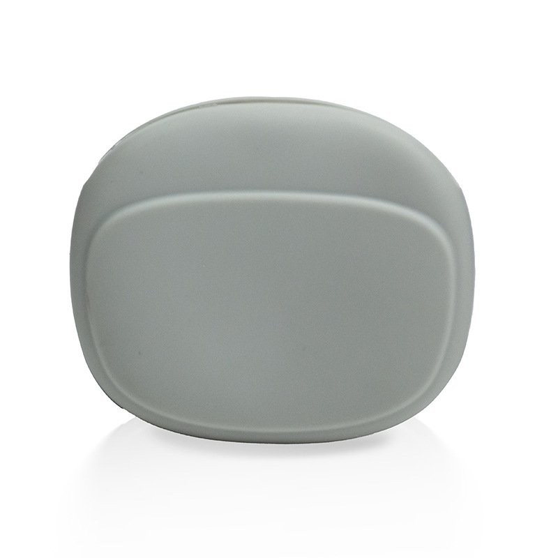 Minimalist matte silicone earphone cases in dusty rose, sage green, and beige, displayed on a clean aesthetic desk setup for tech organization.