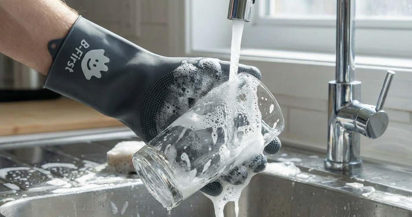 Washing dishes with anti-slip grip