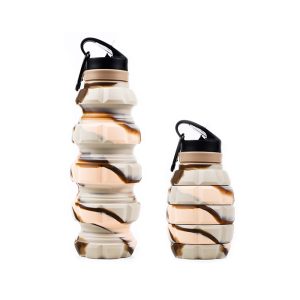 Silicone-Collapsible-Water-Bottle-outdoor-gear (5) Grenade-shaped silicone collapsible water bottle for outdoor hiking - BPA free leakproof portable sports bottle set