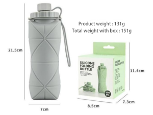 E-600ml-silicone-water-bottle-outdoor gear Square 600ml silicone water bottle for outdoor sports and gym hydration with lightweight design.