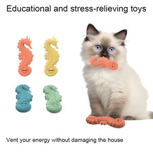 silicone-Seahorse-cat-toy-pet-supplies (3) Seahorse-shaped silicone cat toy for interactive hunting play and stress relief to protect household furniture from scratching.