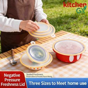 Silicone-bowl-and-plate-sealing-lids-kitchenware-2 (7) Silicone bowl and plate sealing lids in three sizes - Negative pressure freshness lids