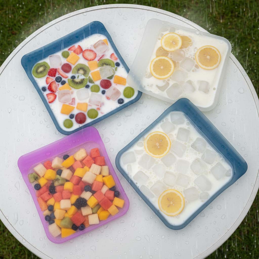 Reusable silicone storage bags for travel and home use - Leakproof resealable eco-friendly pouches